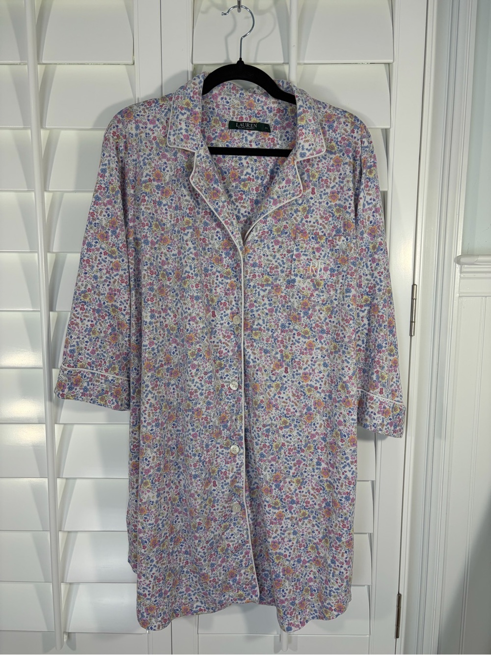 LRL Pastel Floral Button-Up Nightshirt (XL)